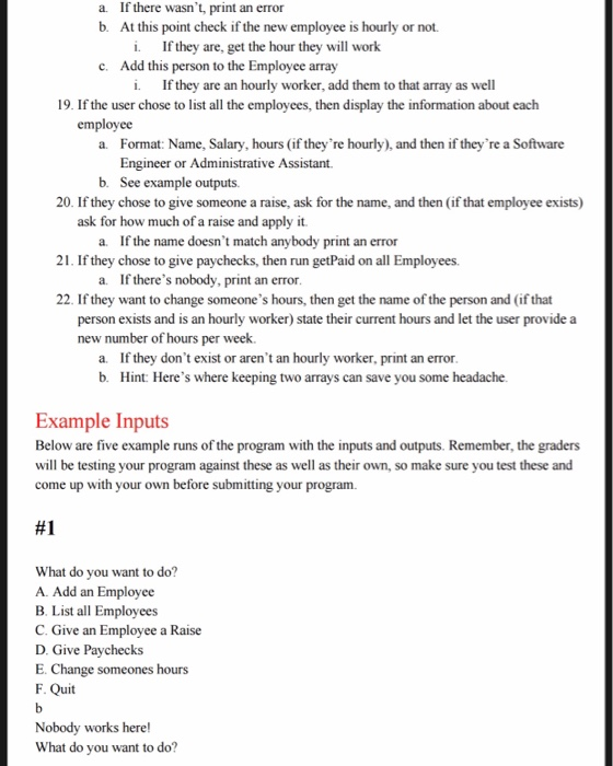 a program that will model a company employee tracking system. You will