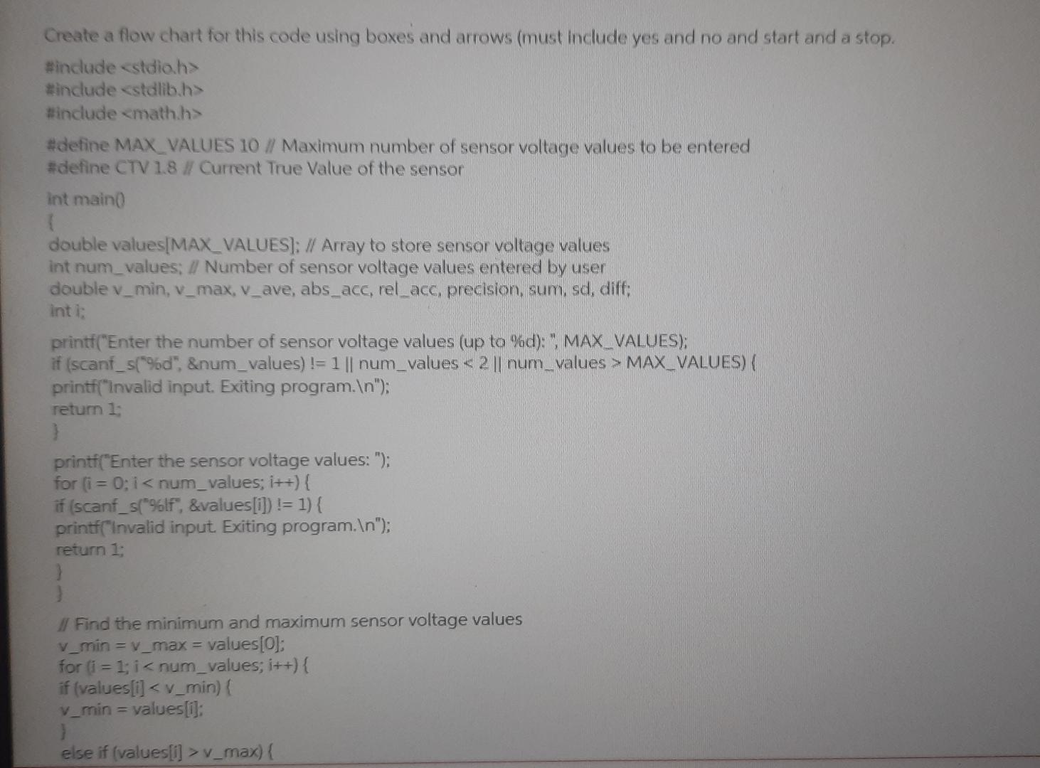  Create a flow chart for this code using boxes and arrows