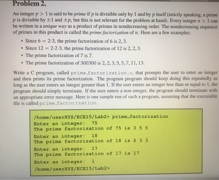  Problem 2 An integer p>1 is said to be prime if