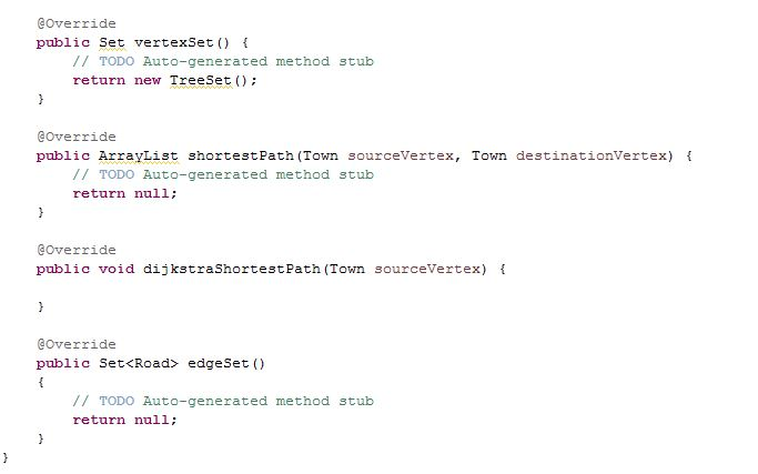 Towns name will be added to the four ComboBoxes. Add a Road