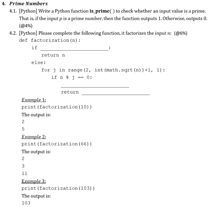  4. Prime Numbers 4.1. [Python] Write a Python function is prime()