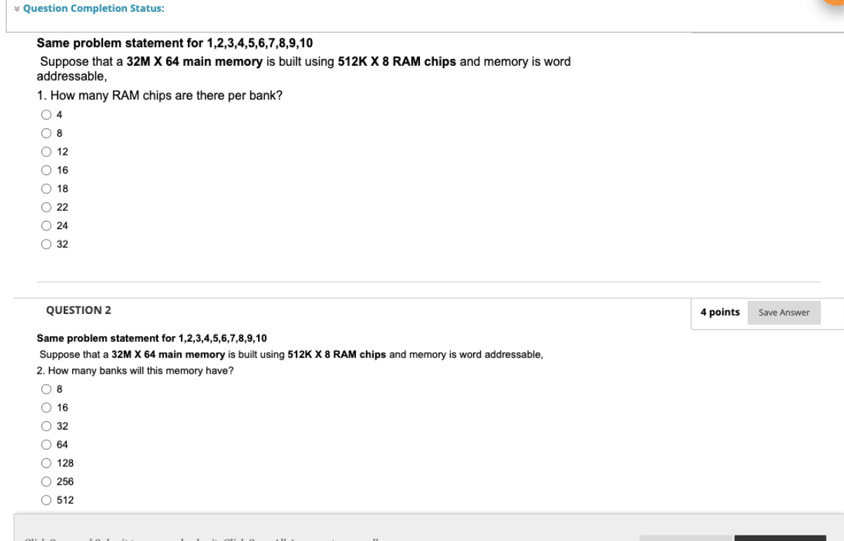  Question Completion Status: Same problem statement for 1,2,3,4,5,6,7,8,9,10 Suppose that a
