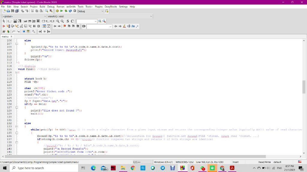found !"); exit(1); } else C system("cls"); while( ( ch = fgetc