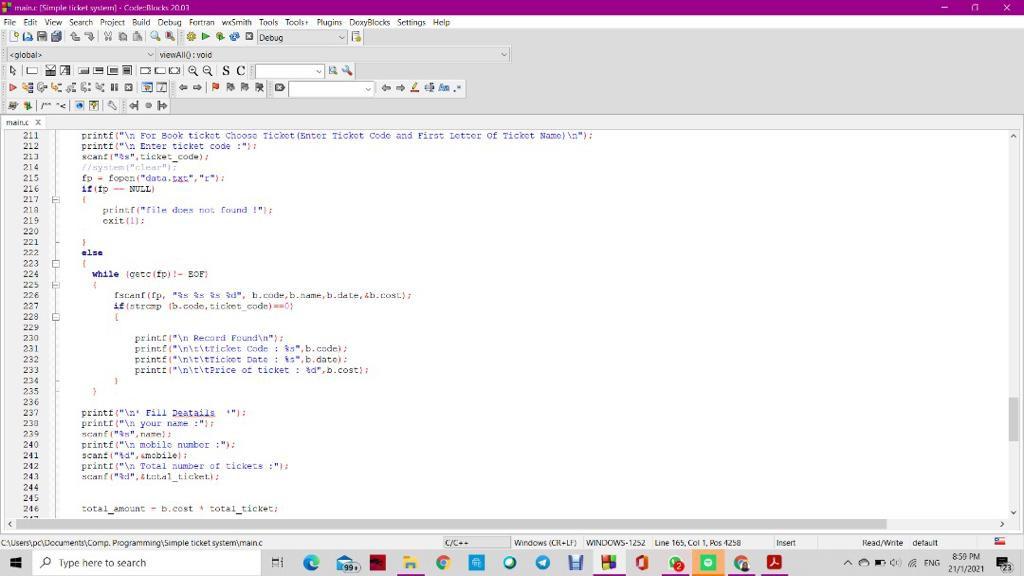 ends printf(" For Book ticket Choose Ticket (Enter Ticket code and First