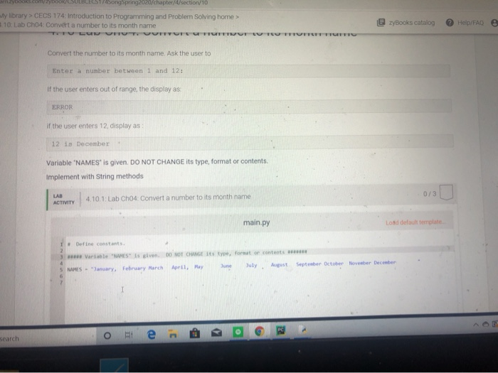  amybook.com /LSULELIST/4SongSpring2020/chapter/4/section/10 y library > CECS 174: Introduction to Programming and