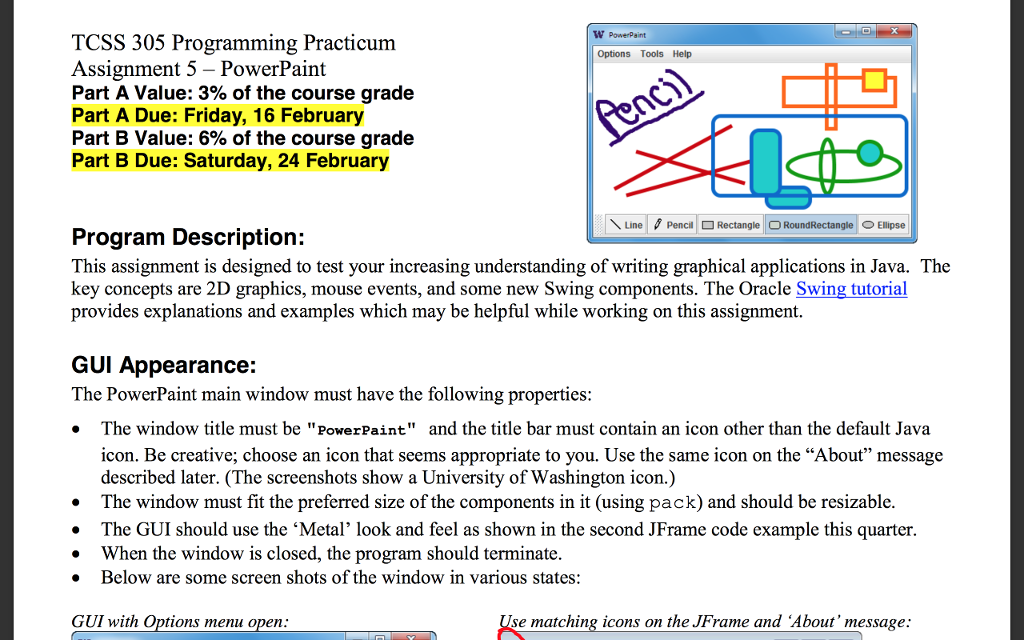 W PowerPaint TCSS 305 Programming Practicum Assignment 5 - PowerPaint Part