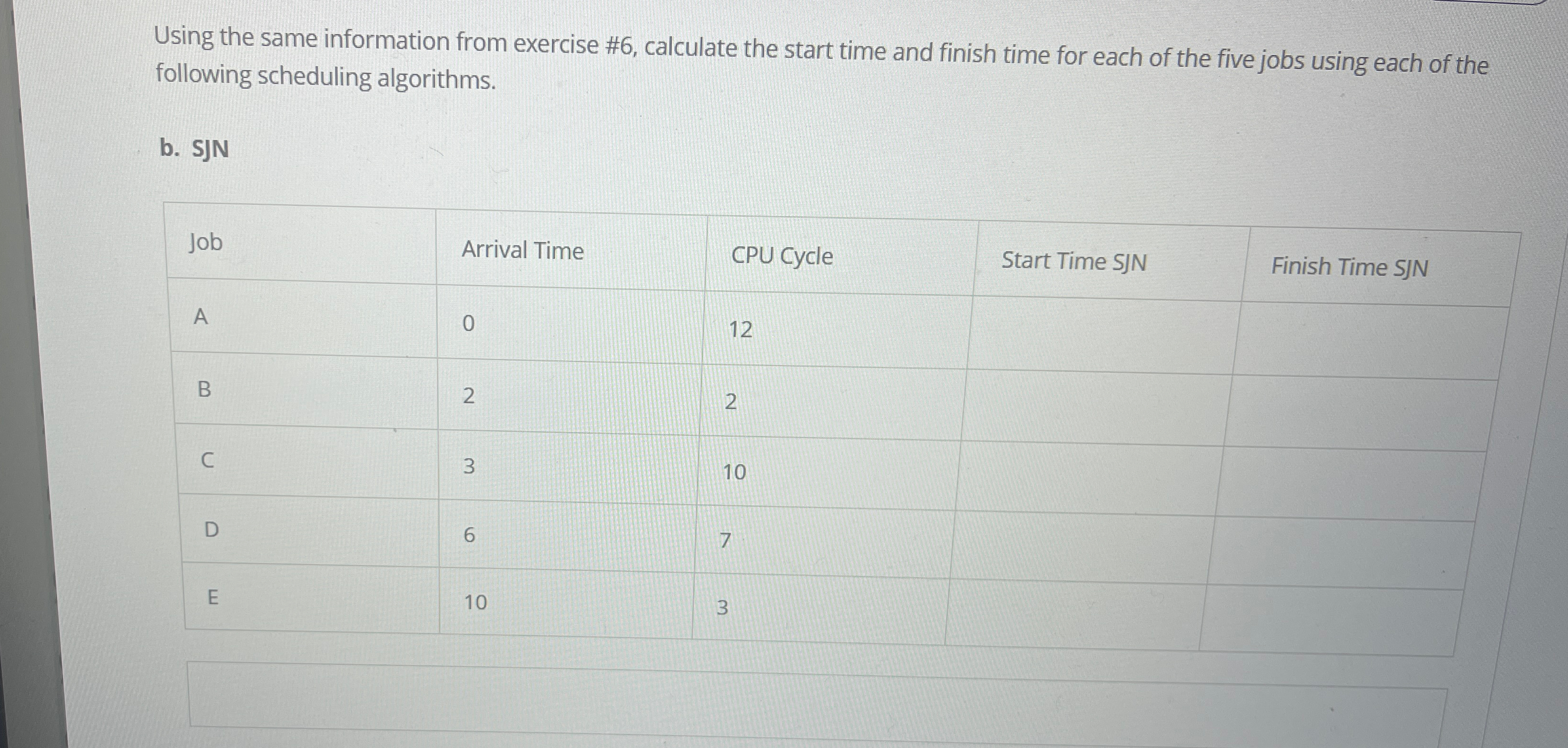  Using the same information from exercise #6, calculate the start time