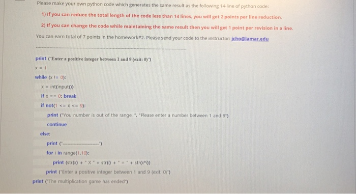  Python code please! Please make your own python code which generates