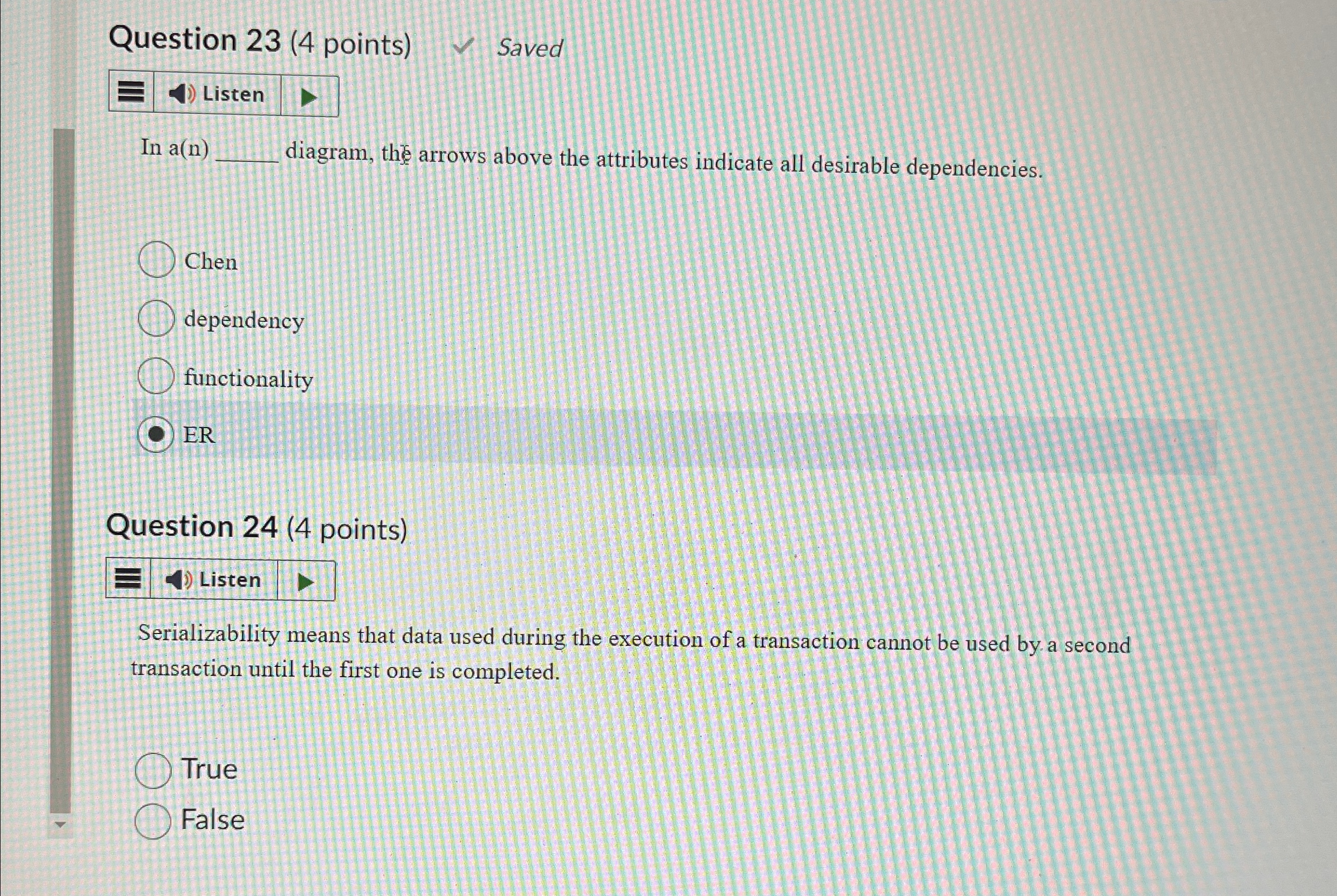  Question 23(4 points) Saved Listen Ina(n) diagram, the arrows above the