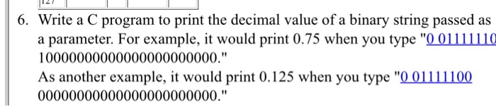  6. Write a C program to print the decimal value of