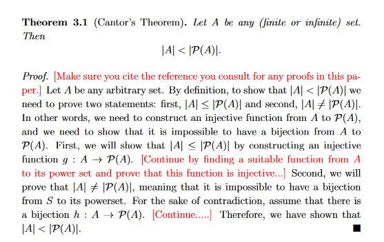  Definition 3.2. A set S is uncountable if [continue ...]. 