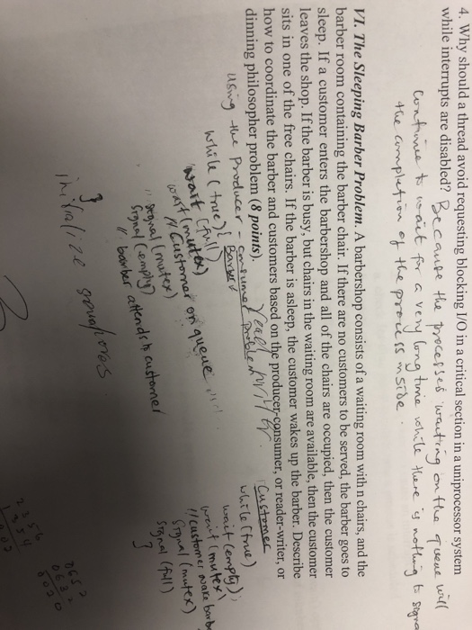  4. Why should a thread avoid requesting blocking I/O in a