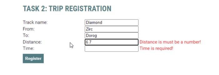  URGENT TASK Task 2: Trip registration (2-trip, 8 pts) We would