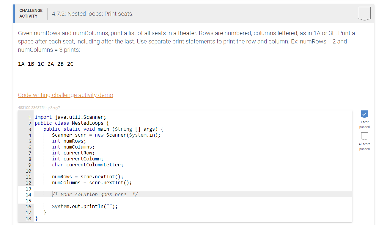 Need help with this code in java please Given numRows and numColumns,