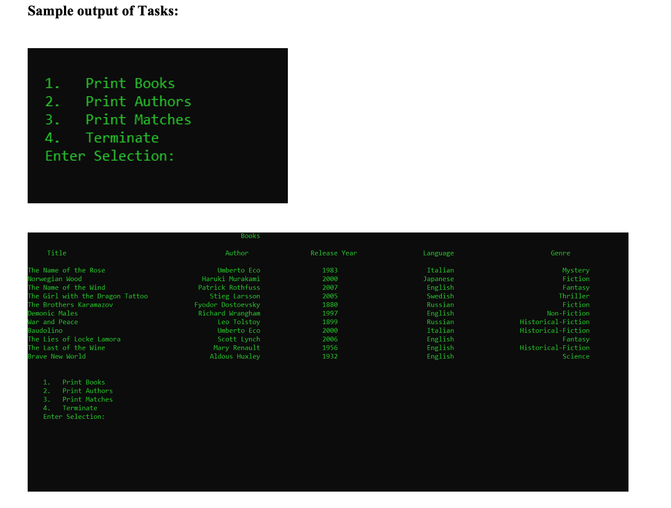 with txt files for Books.txt and Authors.txt Objectives: The major advantage of
