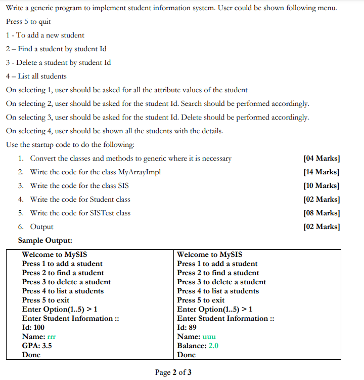 **** Using Java ***** package sa.edu.yuc; public class MyArrayImpl implements MyArray {