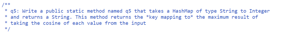 k sk q5: Write a public static method named q5 that