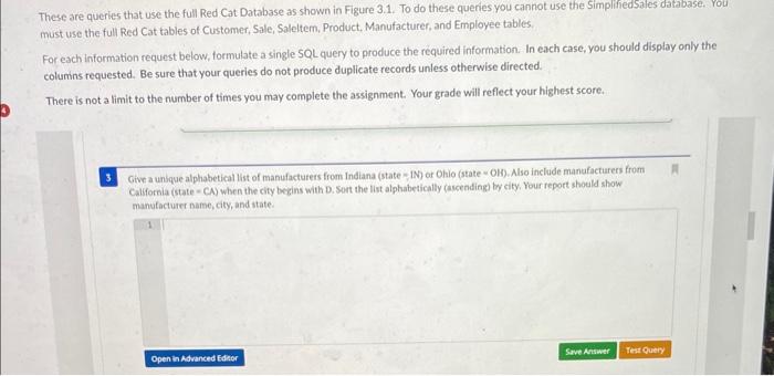  Need help with this sql question. Using attatched Redcat 2 database.