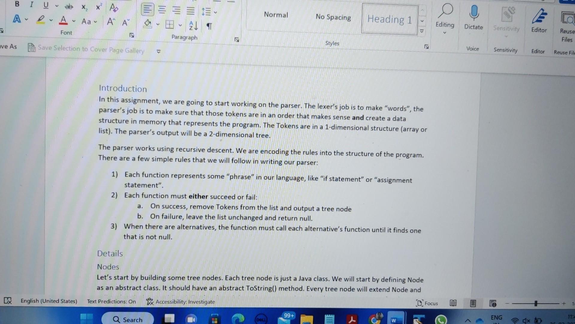  I NEED THE WHOLE CODE FOR THIS PARSER. IN JAVA Introduction