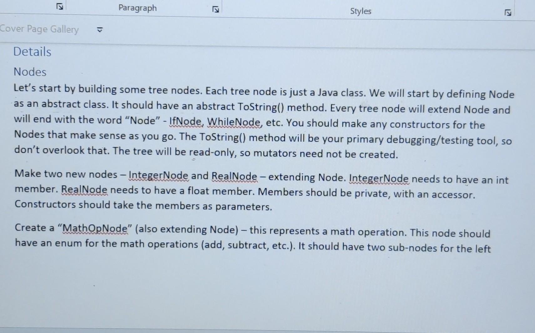 In this assignment, we are going to start working on the parser.