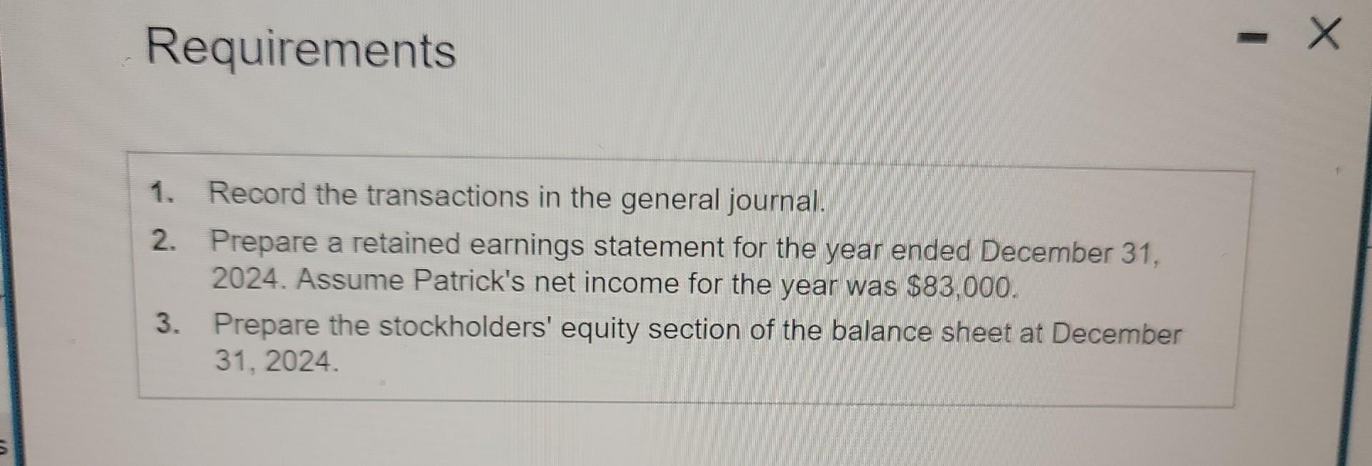 Inc. at December 31,2023 , reported the following stockholders' equity: (Click the