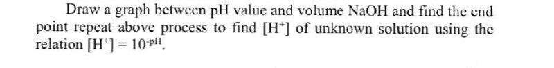 Draw a graph between pH value and volume NaOH and find
