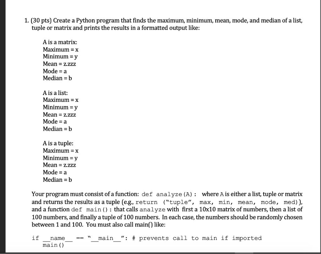 Do not Use np or numpy please solve and show your code.