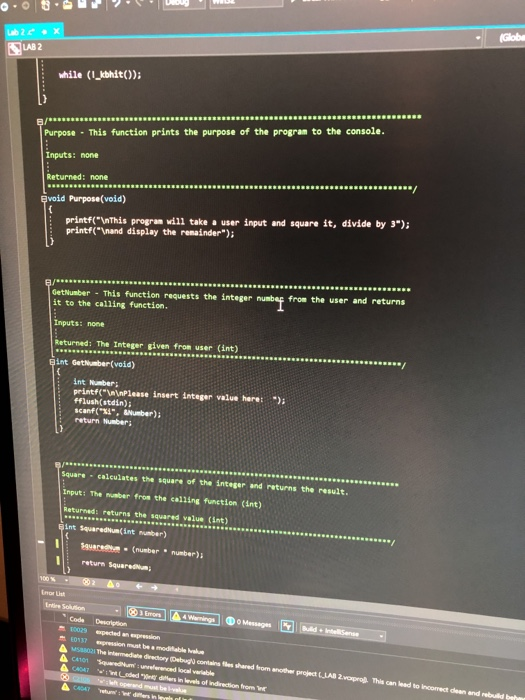 will take user input, square the number entered, divided the squared number