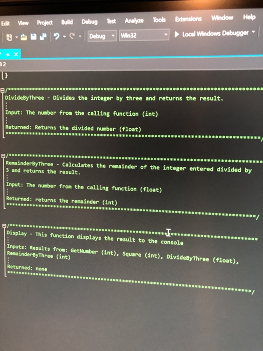 by 3, and then display the answer with the remainder. all while