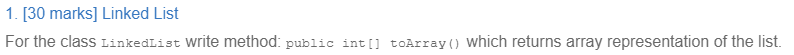  1. [30 marks] Linked List For the class Linkedlist write method: