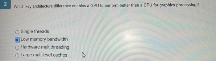  Which key architecture difference enables a GPU to perform better than
