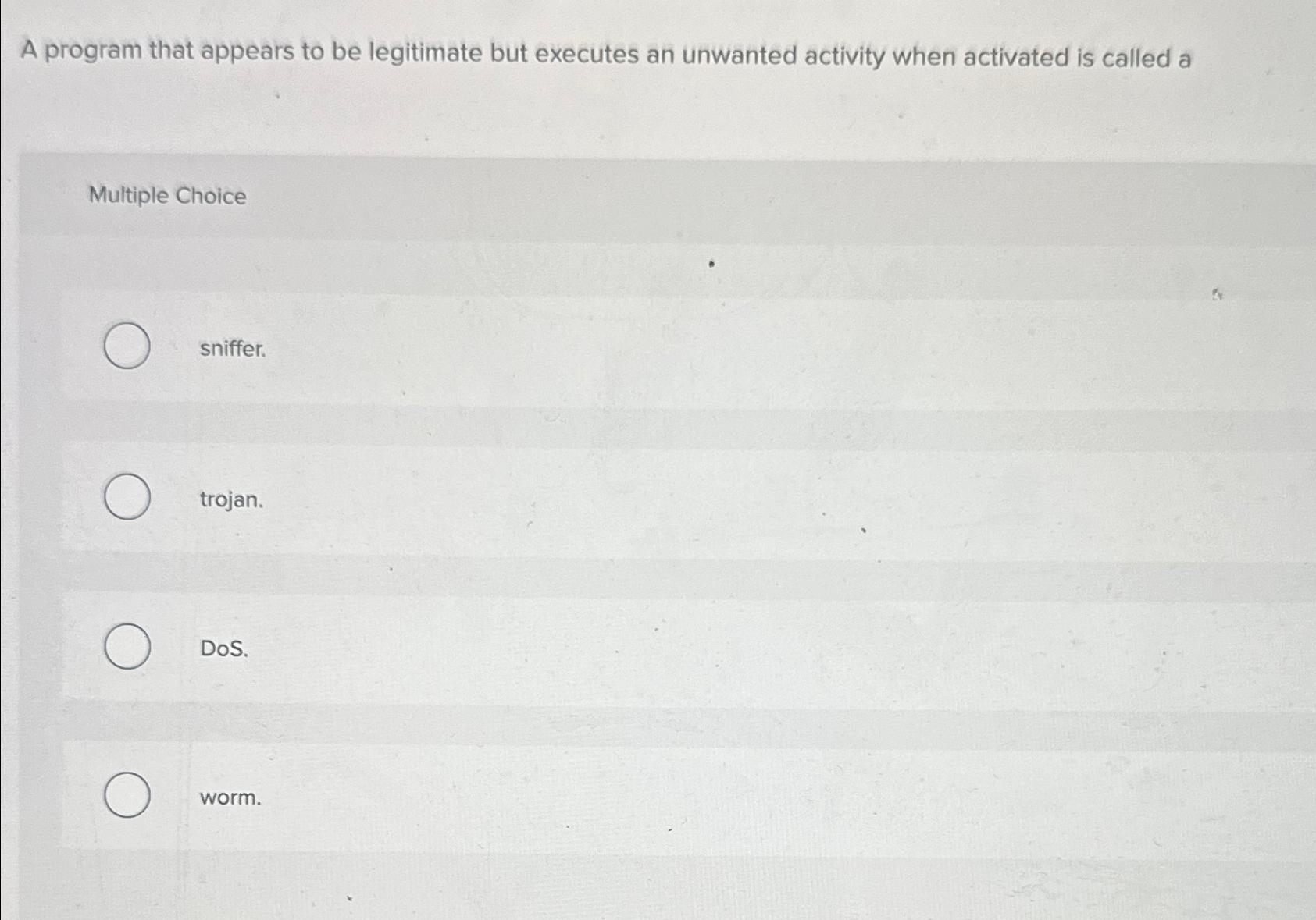  A program that appears to be legitimate but executes an unwanted