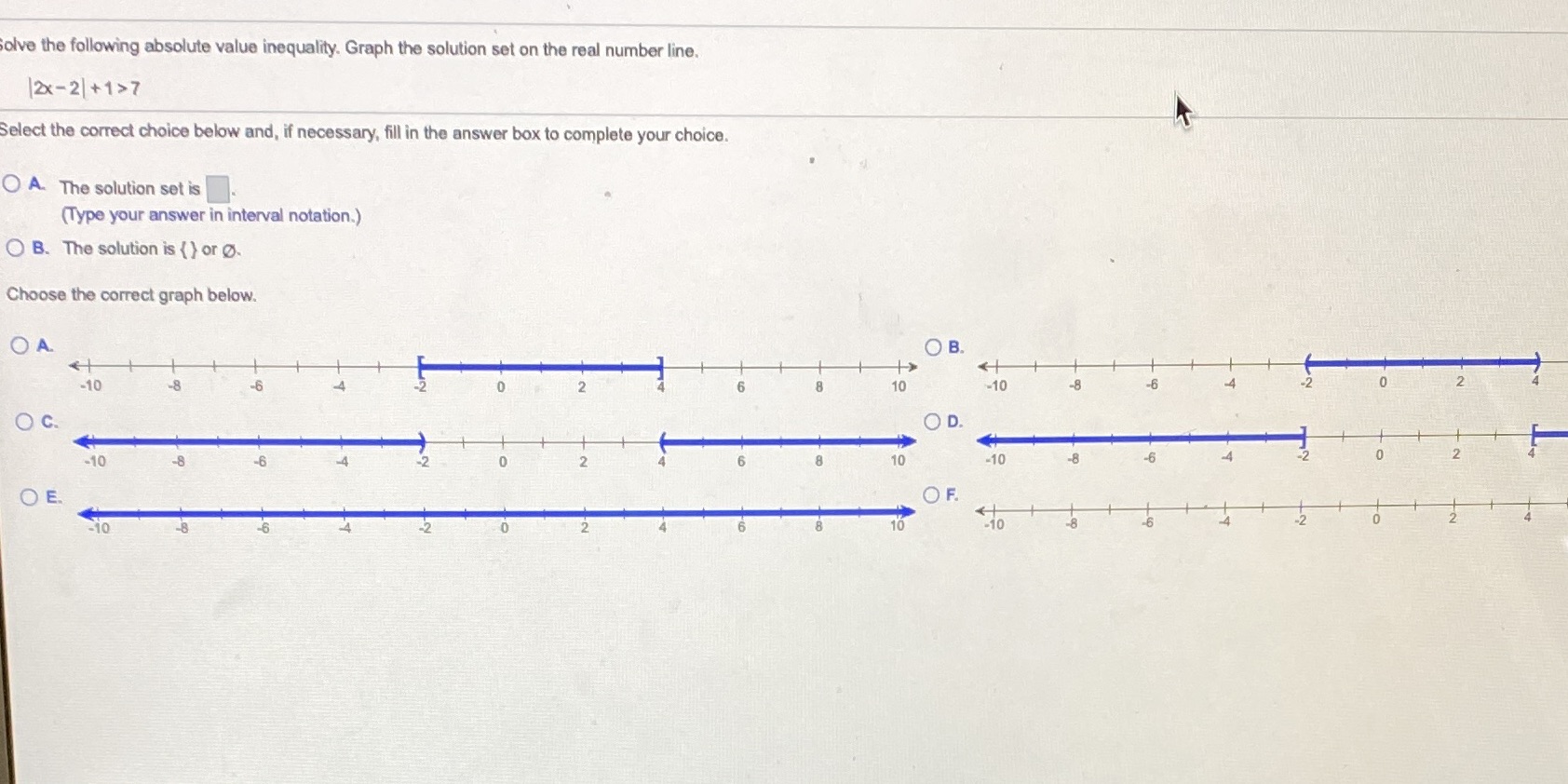 2. olive the following absolute value inequality. Graph the solution set on