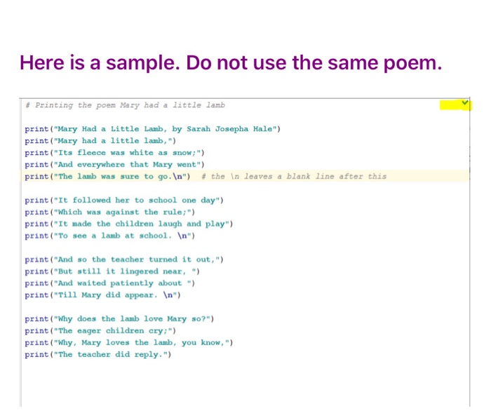 Types py Submission & Rubric Description Lesson Objective(s): Learn how to display