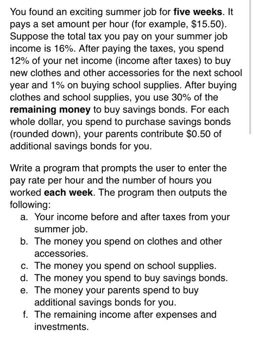 get an output for the weeks. and it has to be outputted