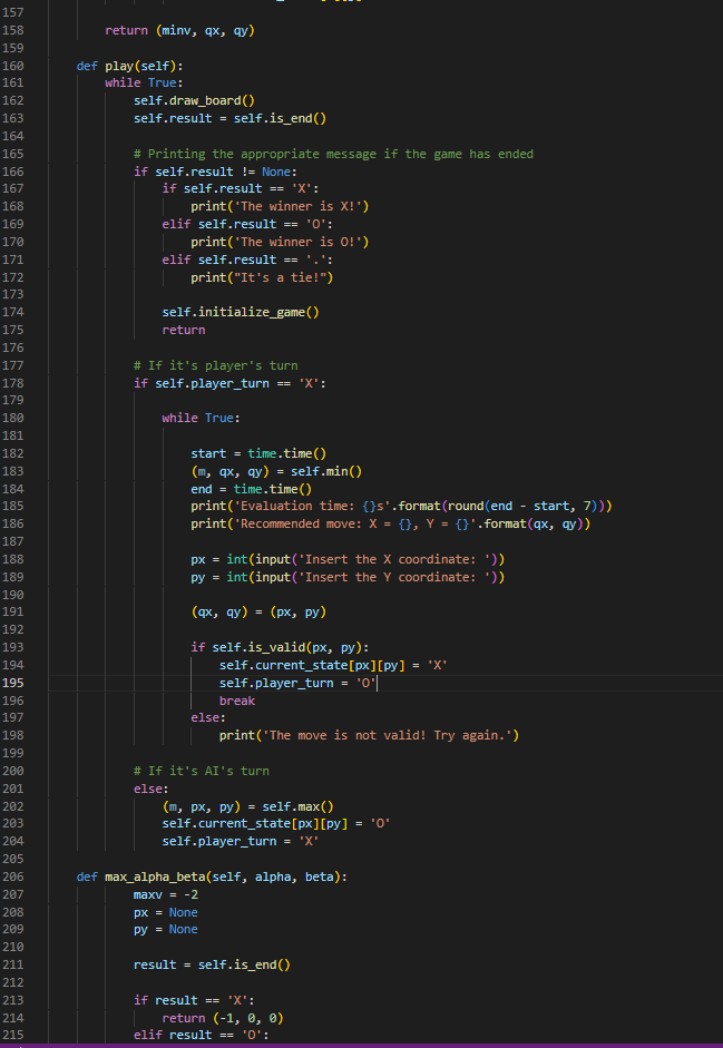 Max nodes on the Min-Max search tree), and once Player makes his