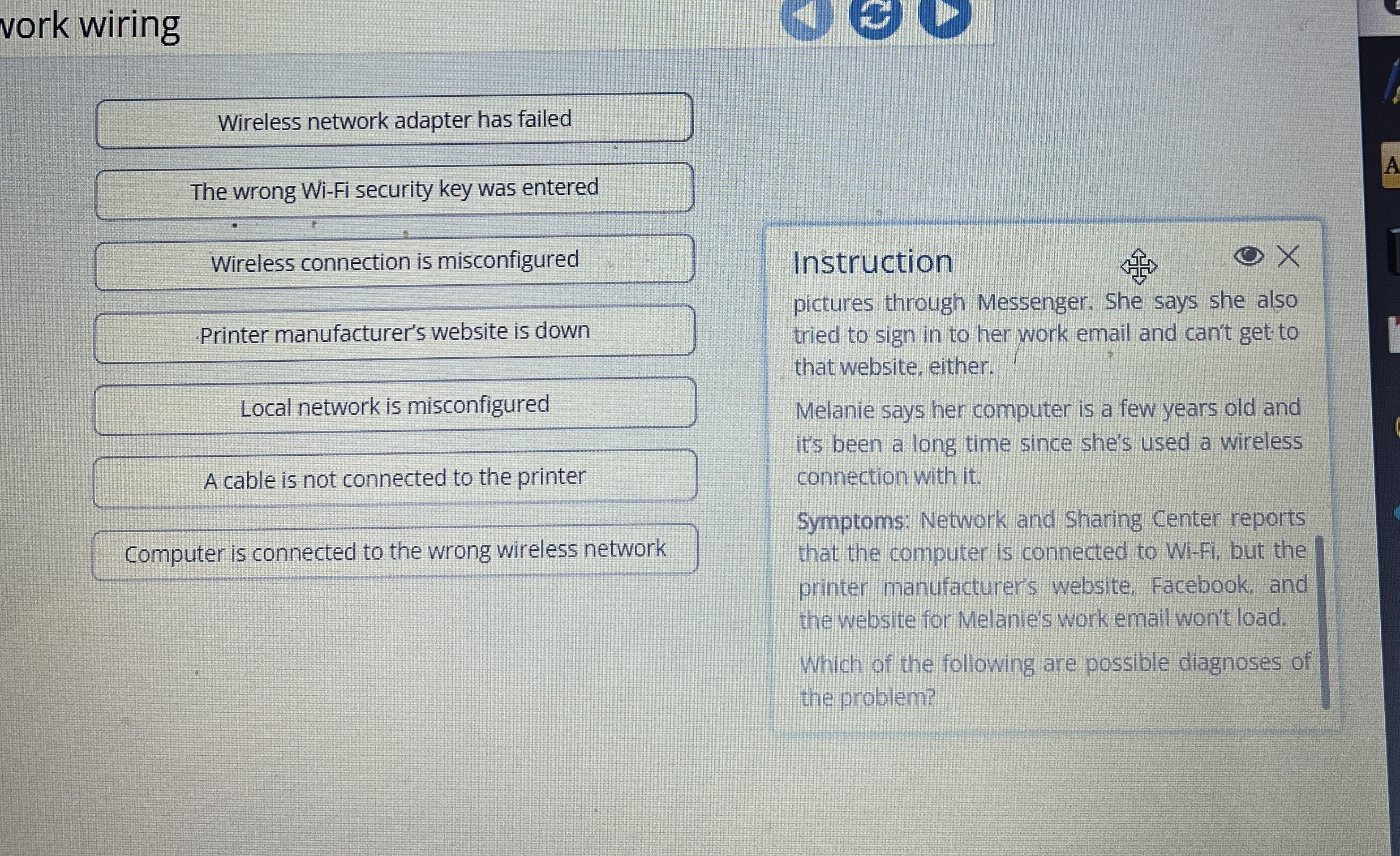  vork wiring Wireless network adapter has failed The wrong Wi-Fi security