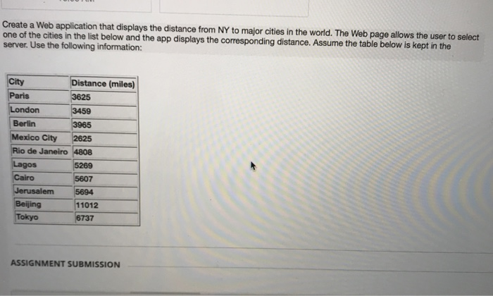  Create a Web application that displays the distance from NY to