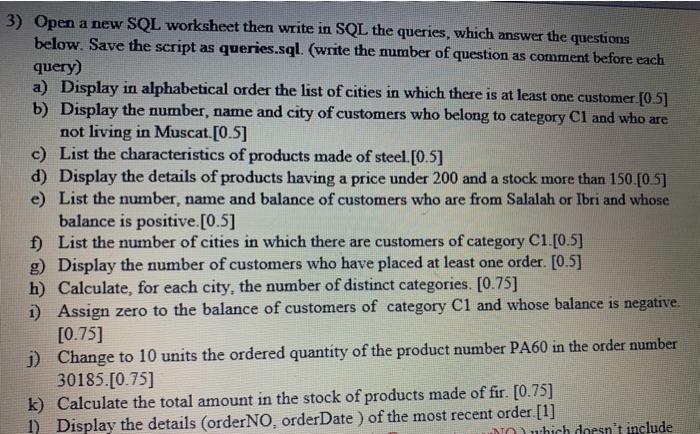 properties of the company's customers; name, address, etc. The product table is