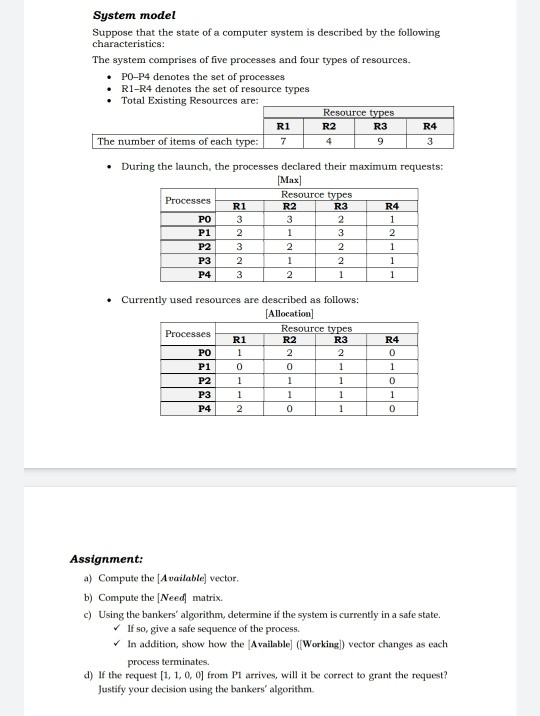 System model Suppose that the state of a computer system is