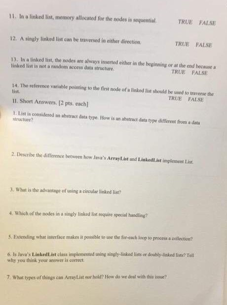THIS EXAMINATION I. True or False (Please circle either True or False