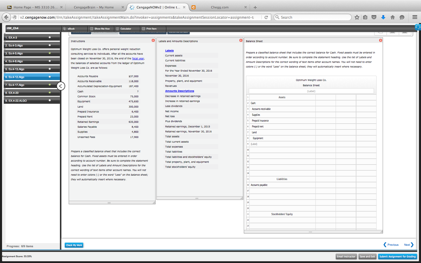 Prepare a classified balance sheet that includes the correct balance for