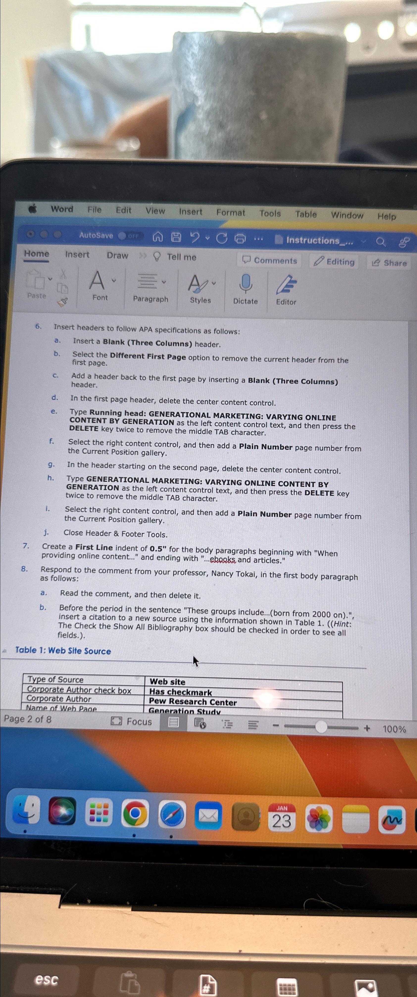  Word File Edit View Insert Format Tools Table Window Help Home