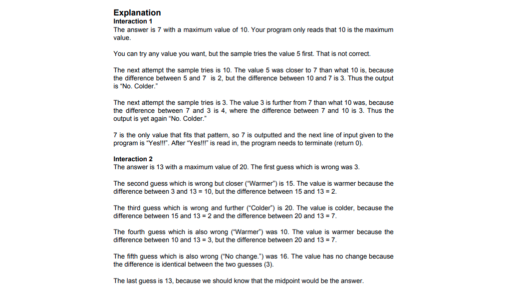 -1000000 and 1000000. The program will make its first guess and the