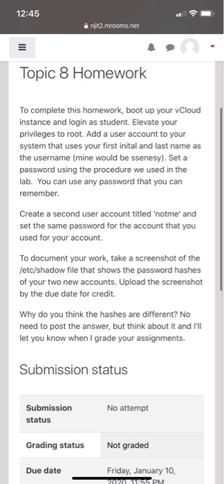 will vote up please help 12:45 njit2.mrooms.net Topic 8 Homework To complete