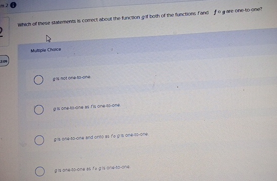 Which of these statements is correct about the function g if