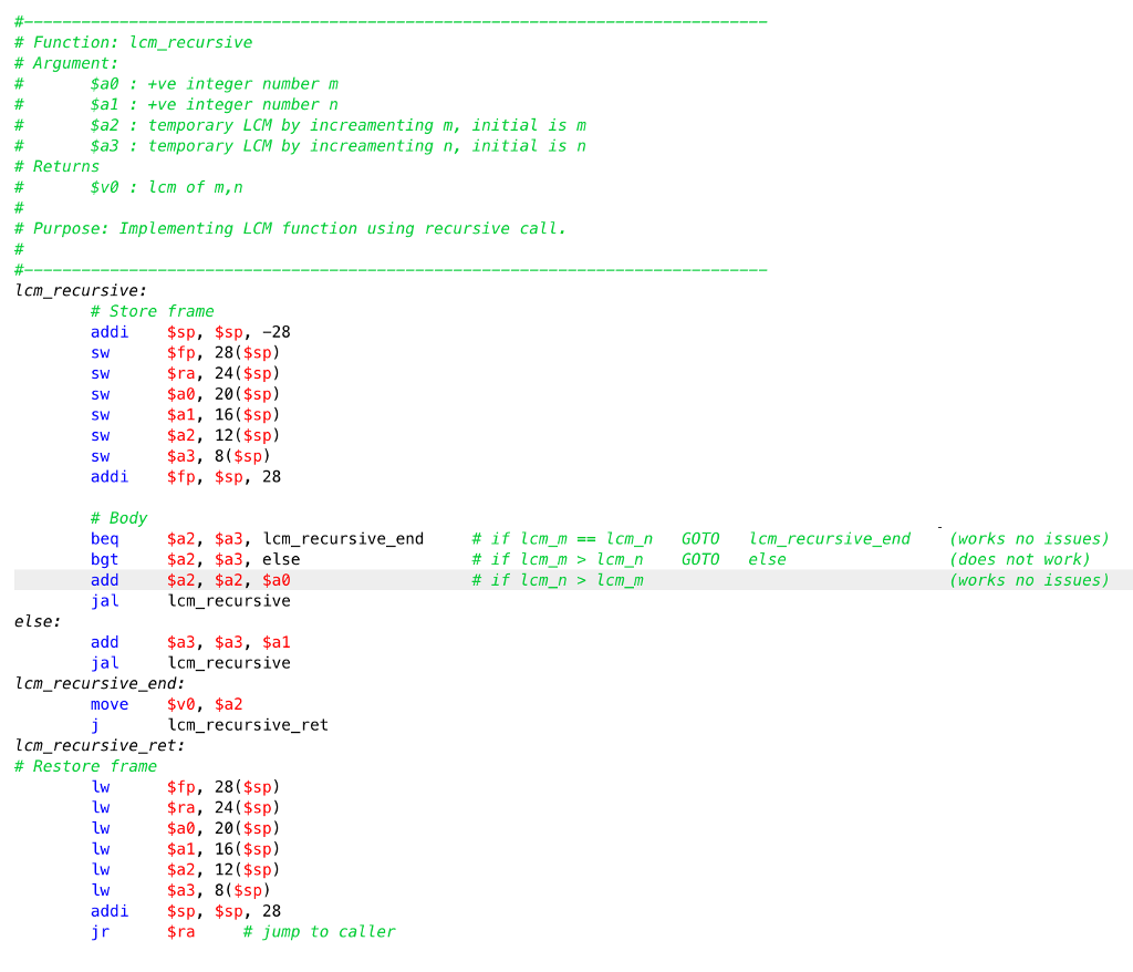 I'm writing a MIPS Mars program to find the lowest common multiple