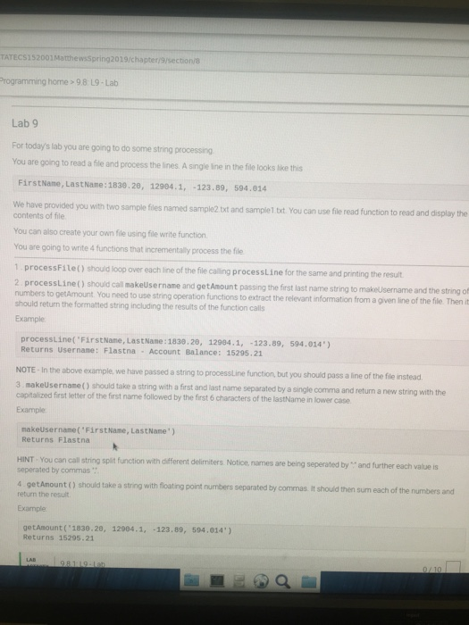  Please follow the directions with python please and thank you! TATECS152001