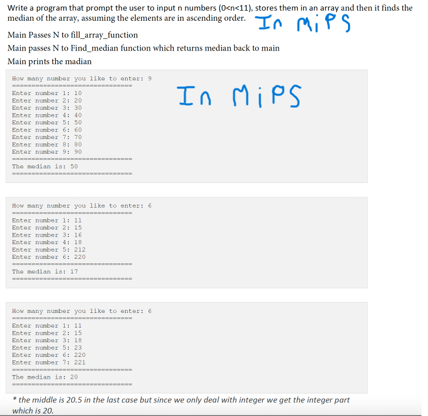  (look at photo provided plz do it in mips)Main prints the