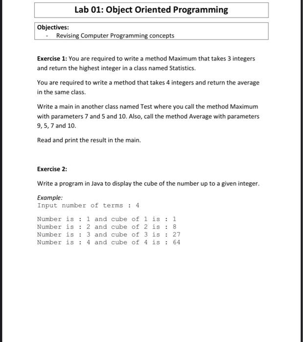 please i need s short simple code for both exercises. Exercise 1: